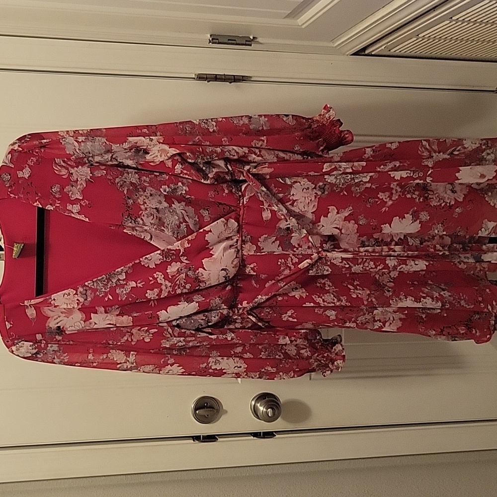 Hot pink floral faux wrap